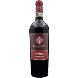 Chianti Colli Senesi Biowein von Palagetto aus Italien in der 0.75l Flasche mit rotem Weinettikett, dem Palagetto-Logo mit 4 Lilien kreuzförmig angeordnet