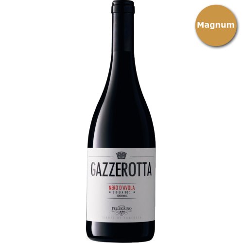 Nero DAvola Terre Siciliane I.G.P. Gazzerotta Magnum von Carlo Pellegrino aus SIzilien - 1,5 Liter Magnumflasche Rotwein.