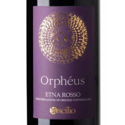 Etikett des Orpheus Etna Rosso Bio Rotwein Barrique D.O.C. von Scilio aus Sizilen