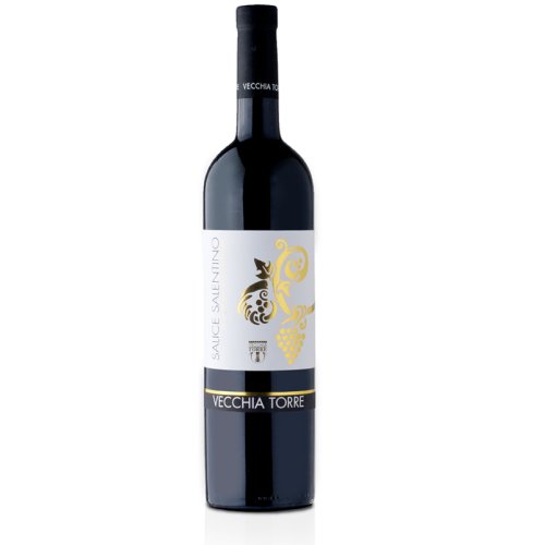 Salice Salento Rotwein von Vecchia Torre aus Apulien in Italien in der 0,75l Flasche. Dunkelrot mit intensivem Geschmack.