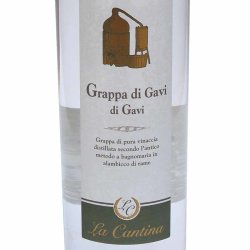 Etikett des Grappa di Gavi di Gavi Monovitigno von La Cantina