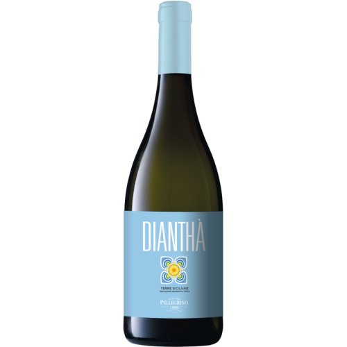 Diantha I.G.P. Terre Siciliane Weißwein mit blauem Etikett - Flasche 0,75l - ein toller Weißwein, gerne von Frauen getrunken