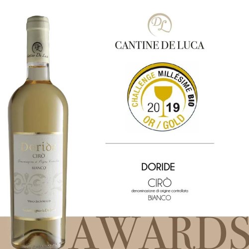 Weißwein Flasche Doride Bianco Ciró D.O.C. Bio Biowein von De Luca aus Kalabrien