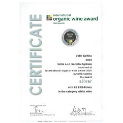 Zertifikat - Auszeichnung des Etna Bianco Valle Galfina D.O.C. Bio-Weisswein von Scilio aus Sizilien