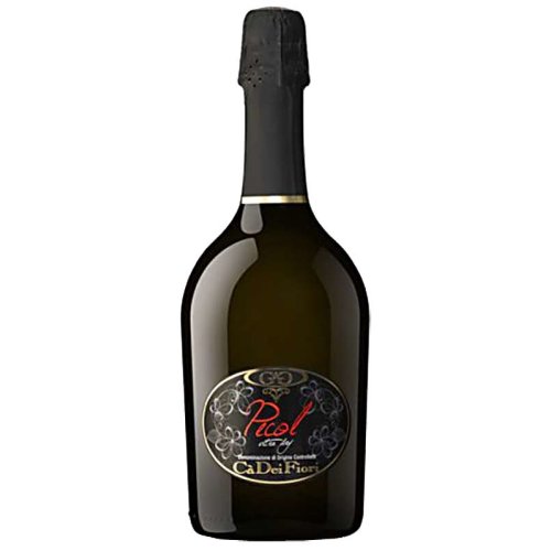 Eine Flasche Prosecco Pecol Extra Dry von Ca dei Fiori aus Italien - Dickbauchige Flasche mit spritzigenm Inhalt.